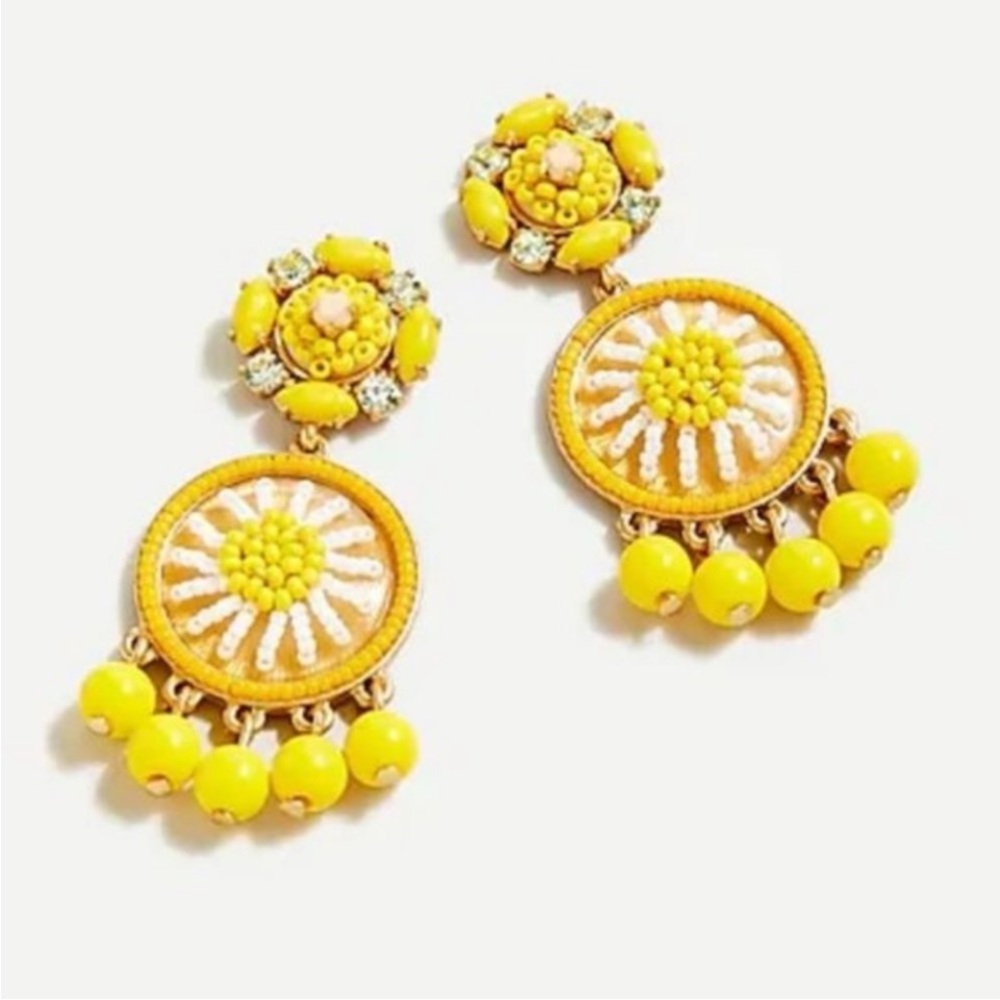 J. Crew Yellow Beaded Drop Earrings